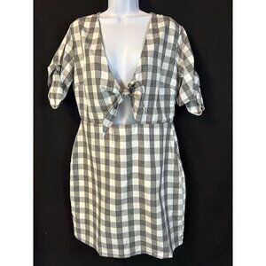Ambition Women’s XL Sexy Summer Dress NWT Lined Tie Bodice Gray White MSRP $49